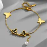 Butterfly Pearl Charm Anklet – Elegant Double Layer Women’s Jewelry Gift