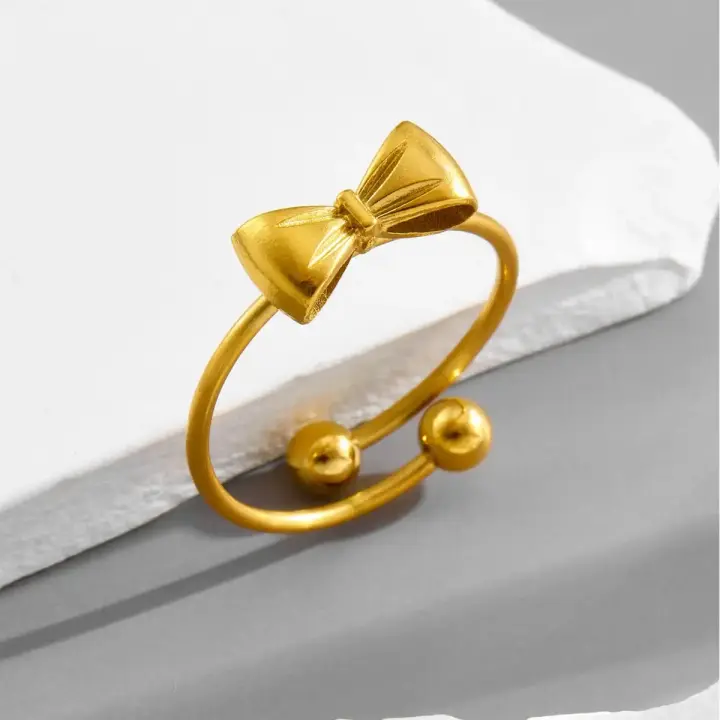 Elegant Bowknot Titanium Steel Finger Ring – Simple & Stylish Women’s Jewelry