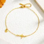 Gold Color Stainless Steel Anklet – Heart Charm Love Jewelry for Women
