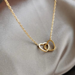 Double Heart Gold Pendant Necklace
