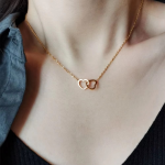 Double Heart Gold Pendant Necklace